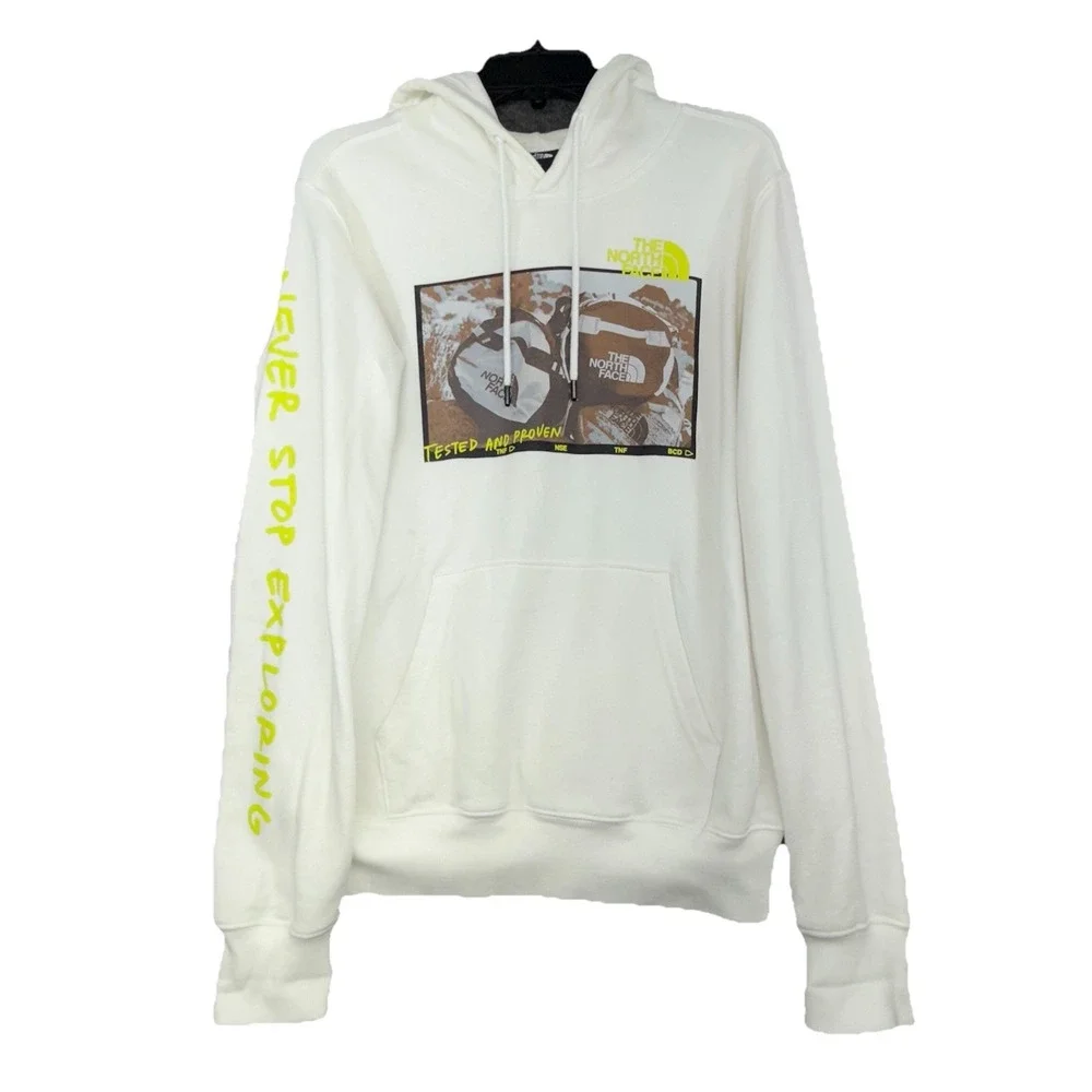 The North Face‎ Hoodie Mens XS Beige Pullover Fleece Logo Sweatshirt Graphic